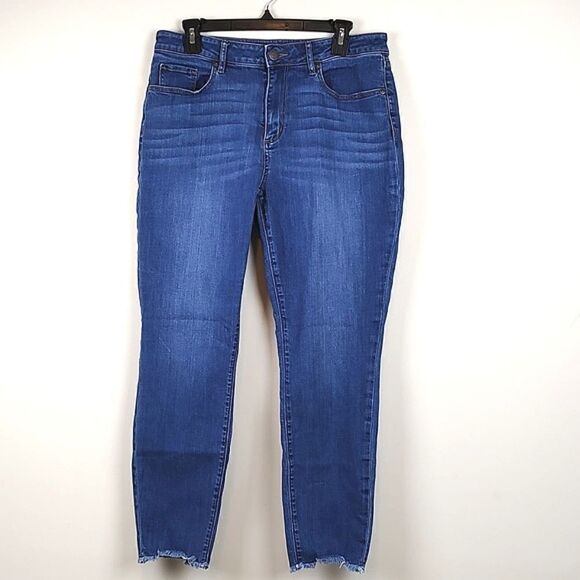 LOFT Curvy Skinny Raw Hem Denim Jeans - Picture 1 of 12